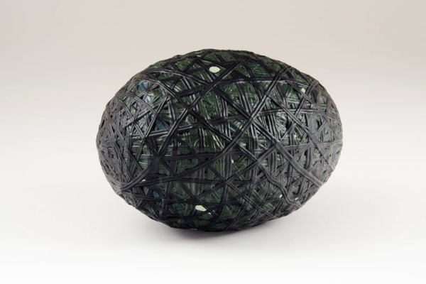 Margie Livingston Black and Dark Blue over Green with Pale Green Spots, 2010  Acrylic, approximately  5 x 5 x 11 in.