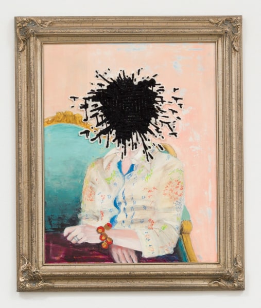 Miyoshi Barosh Paintings for the Home (Portrait), 2010 ​Oil on canvas, embroidered canvas, frame 35 X 29 in.