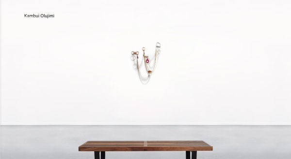 Installation view of Kambui Olujimi in Booth A8 at UNTITLED, ART Miami Beach Online Viewing Room