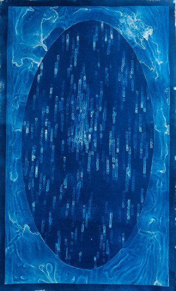 Lia Halloran Spectra, after Antonia Maury, 2016 Cyanotype print, painted negative on paper  76 x 42 in.