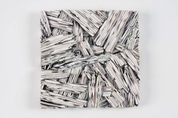 Margie Livingston Small Wafer Board with Small Melted Wafer Board on the Reverse, 2010  Acrylic on powder-coated steel shelf ​7.5 x 7.5 x .75 in.