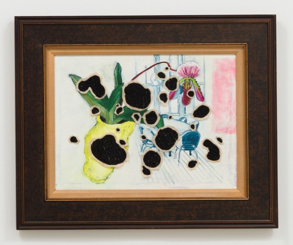 Miyoshi Barosh Paintings for the Home (Still Life), 2010 Oil on canvas, embroidered canvas, frame 28 x 34 in.