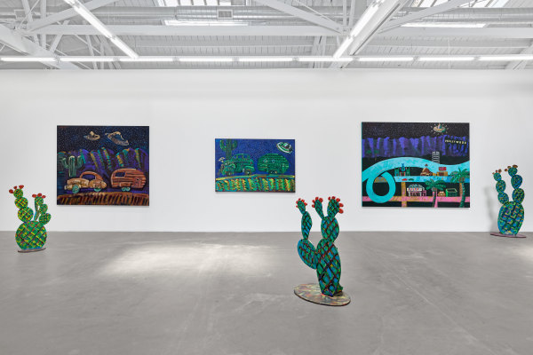 Installation view of Frank Romero: California Dreaming, on view September 13 – October 25, 2025