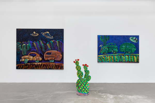 Installation view of Frank Romero: California Dreaming, on view September 13 – October 25, 2025
