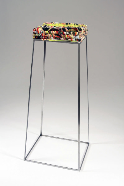 Margie Livingston Yellow, Red, and Black Folded Painting with White Edge, 2010  Acrylic on metal. 47.25 x 13 x 16 in.