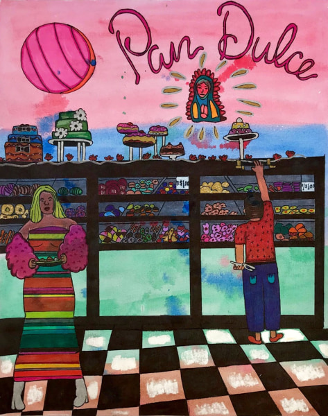 Karla Diaz, Pan Dulce, 2021, Watercolor and ink on paper, 14 x 11 in.