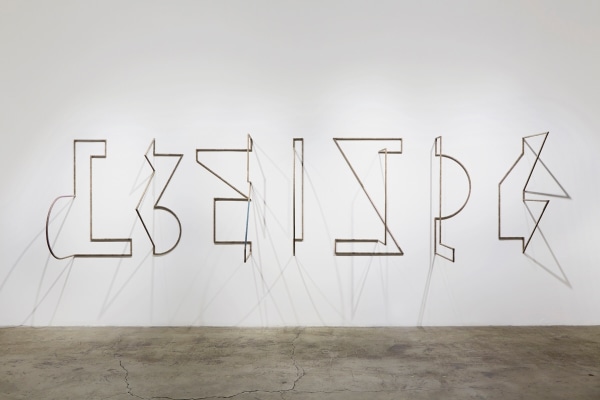 Installation View of Molly Larkey: THE NOT YET (or The Dictionary of Insubordinate Geometry)