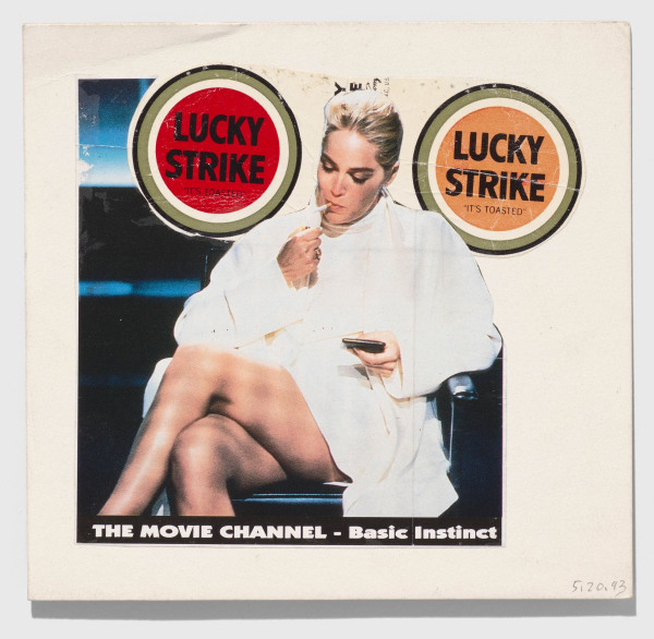 Ray Johnson,&amp;nbsp;Untitled (Basic Instinct Lucky Strike),&amp;nbsp;5.20.93, Mixed media collage on board, 6 x 6 inches