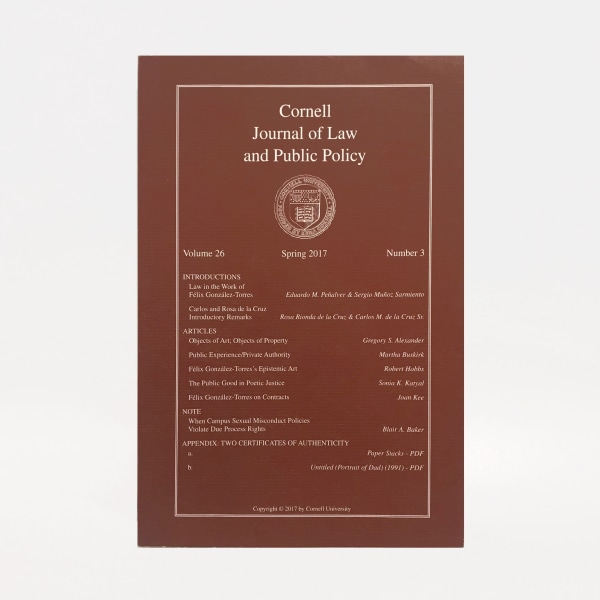 Cornell Journal of Law and Public Policy: Law in the Work of Felix Gonzalez-Torres