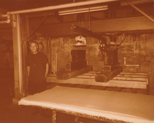 Richard Gorman at Iwano paper factory in Echizen, western Japan, 1990s.