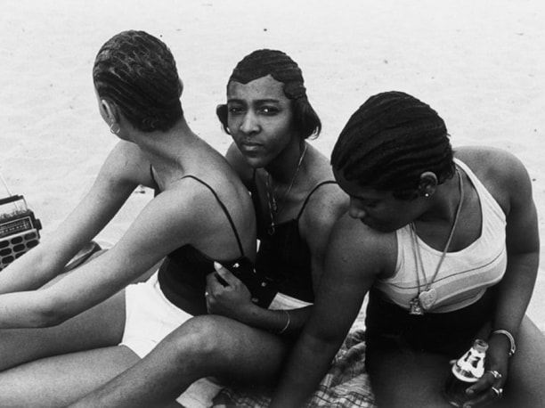 Three women at beach by Arlene Gottfried