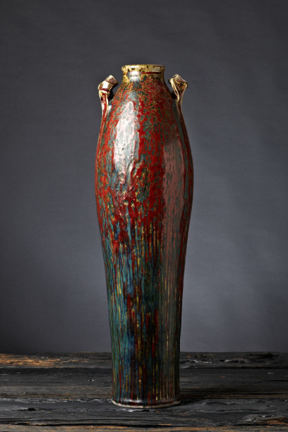 Pierre-Adrien Dalpayrat, Monumental Sang de Boeuf Handled Vase, 1898