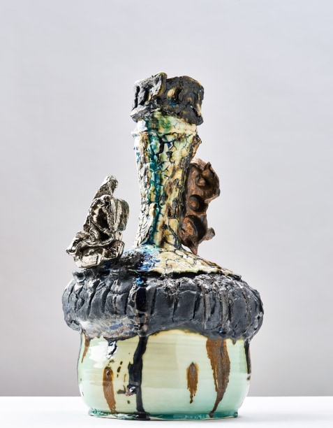 Tricolour, 2006-2013 Porcelain, stoneware, layered slips, glaze, feldspar, oxides, lustre