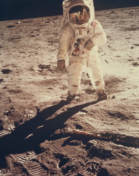 NASA Aldrin Walking Toward Armstrong, 1969