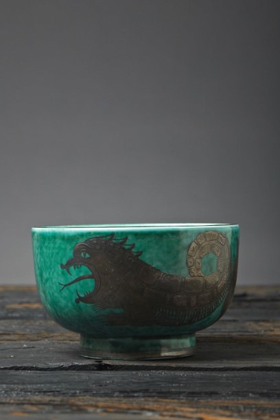 Wilhelm&nbsp;K&aring;ge, J&ouml;rmungandr Sea Serpent Bowl, c. 1900