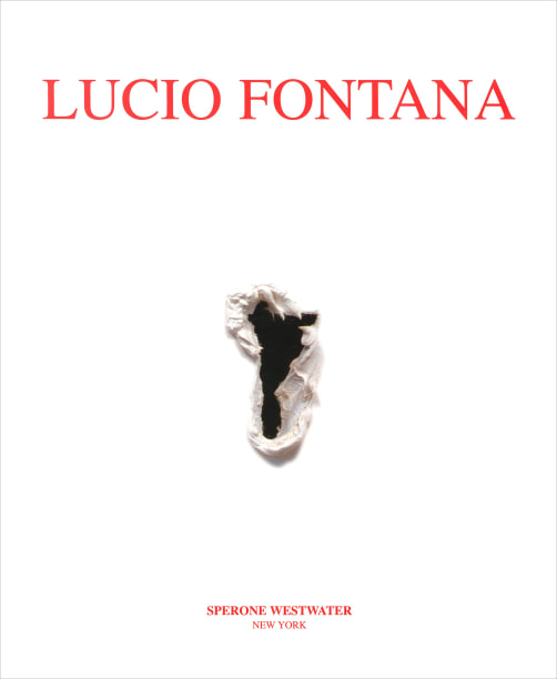 book cover with detail of a with Lucio Fontana painting with a central perforation
