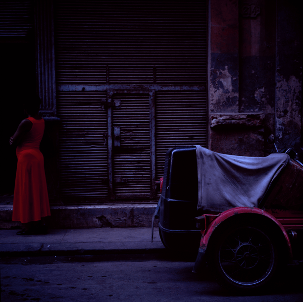 Red dress, red side car, 2001, Photograph
