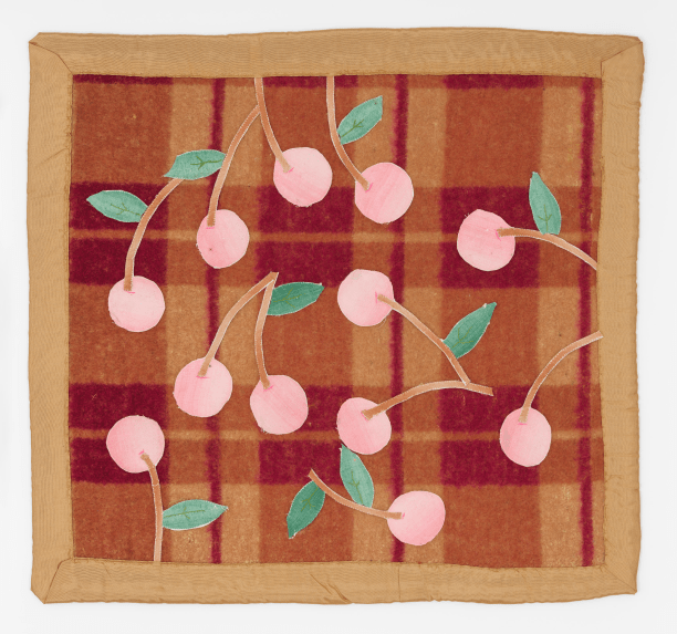 Sem t&iacute;tulo (Cherry tree), s.d., Stitched fabric on blanket