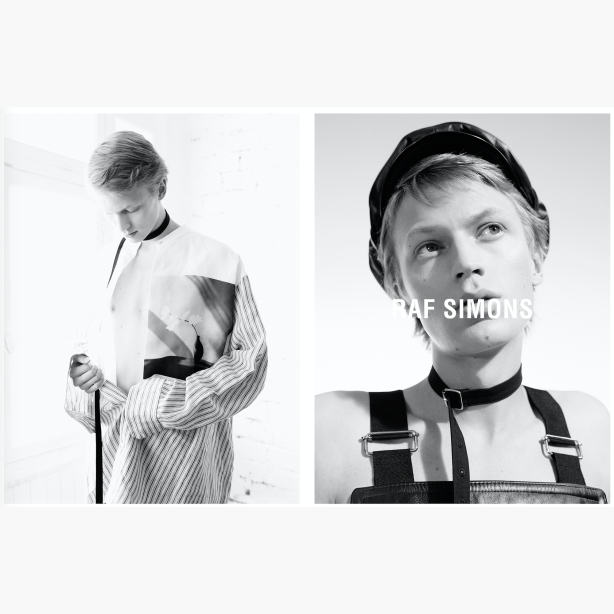 Models wearing Raf Simons x Mapplethorpe items.