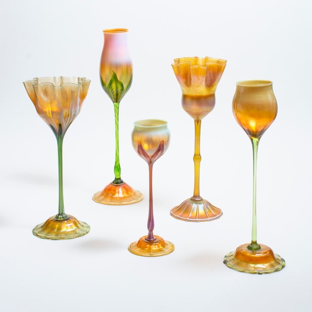 A selection of Tiffany Favrile Glass Flower Forms