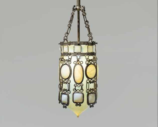 Silvered Hanging Lantern with Pressed and Blown Favrile Glass
Tiffany Glass &amp;amp; Decorating Company, circa 1895