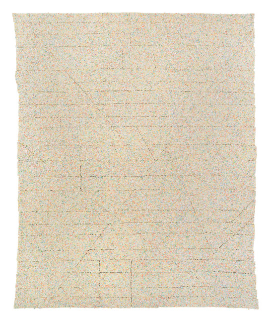 Howardena Pindell
Untitled #32 (Pyramid), 2024
Mixed media on canvas
100 x 84 inches
(254 x 213.36 cm)