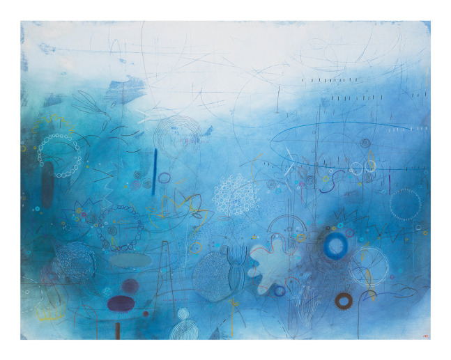 False Indigo (#1583), 2021
Mixed media on paper mounted on canvas
39 1/2 x 50 inches