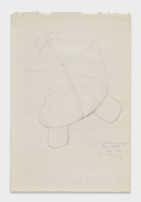 Maria Lassnig

Selbsportrait in New York

1968

Pencil on paper

18 x 12 inches

45.8 x 30.5 cm