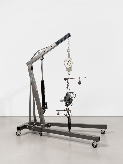 Nikita Gale

TALENT 15LBS

2023

Hanging scales, microphone, DMX cable, flat weights, and shop crane

82 x 65 x 35 inches

208.3 x 165.1 x 88.9 cm

(NG 23/010)