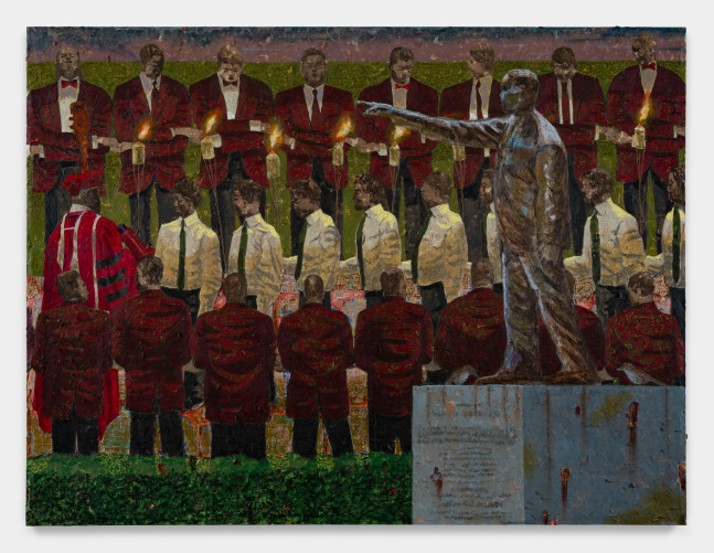 Derek Fordjour

Ritual (NSO)

2023

Acrylic, charcoal, cardboard, oil pastel and foil on newspaper mounted on canvas

72 x 96 inches

182.9 x 243.8 cm

(DF 23/022)