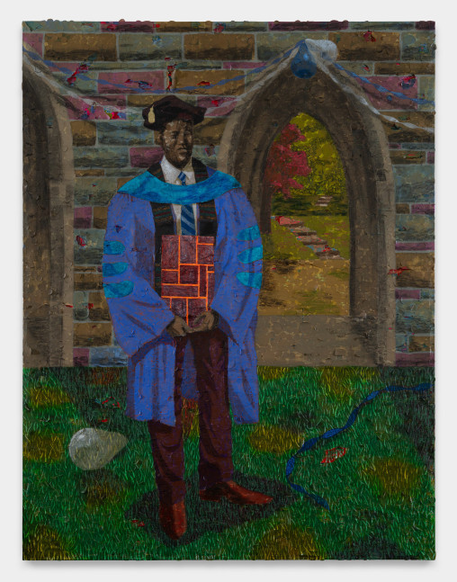 Derek Fordjour

Scholar

2023

Acrylic, charcoal, cardboard, glitter, oil pastel and foil on newspaper mounted on canvas

85 x 65 inches

215.9 x 165.1 cm

(DF 23/024)