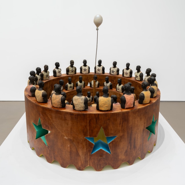 Derek Fordjour

Huddle&amp;nbsp;

2014

Wood, terra cotta, glass, acrylic and vinyl paint

Diameter: 28 inches; 71.1 cm

(DF 20/020)