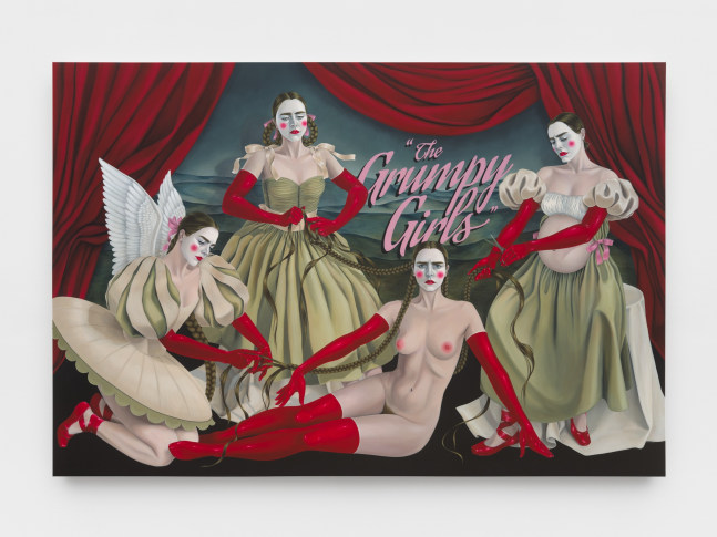 Jeanine&amp;nbsp;Brito

Opening Night (The Grumpy Girls), 2024

acrylic on canvas

81h x 119 1/2w x 1 3/8d in

205.74h x 303.53w x 3.49d cm