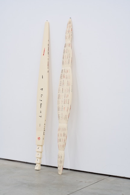 Marian Zidaru &amp;nbsp;
Dante and Vigiliu, 2022

Sculpture in wood and acrylic

210x60x4 cm