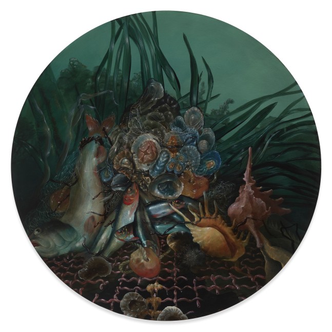 Nicole&amp;nbsp;Duennebier

Still Life with Benthic Species and Fish, 2023

acrylic on round panel

24h x 24w in

60.96h x 60.96w cm