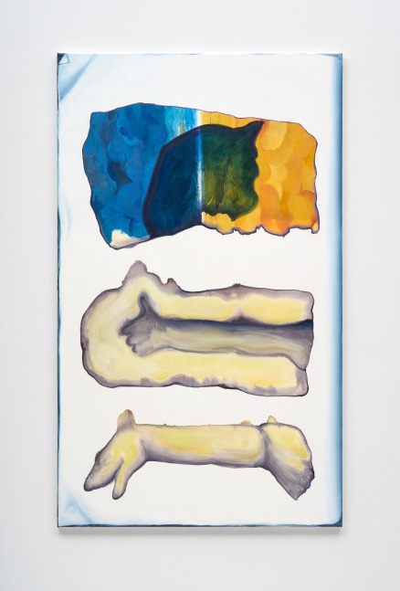 Titania&amp;nbsp;Seidl
two and a half fossilized gestures, 2021
watercolor and oil on canvas
78.74h x 47.24w in
200h x 120w cm