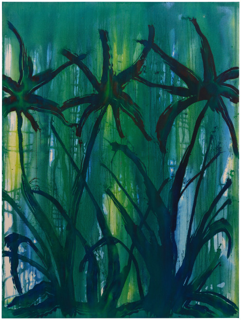 Saif Azzuz Fawn Lilies, 2023 Acrylic on raw canvas 80 x 60 inches 203.2 x 152.4 cm