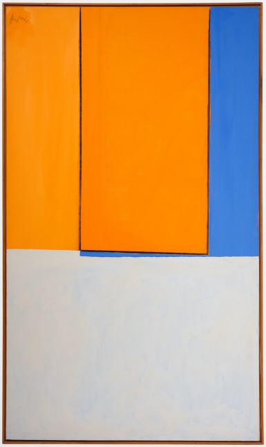 Robert Motherwell Open #83, 1969 Acrylic and charcoal on canvas Framed Dimensions: 73 1/2 x 43 1/4 x 2 1/2 inches 186.7 x 109.9 x 6.4 cm Artwork Dimensions: 72 x 42 inches 182.9 x 106.7 cm