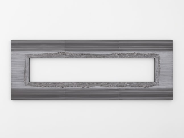 Teresita Fernández Nocturnal (Mirage), 2017 Solid graphite on wood panel 8 panels total 40 x 108 x 2 inches overall (101.6 x 274.3 x 5.1 cm)