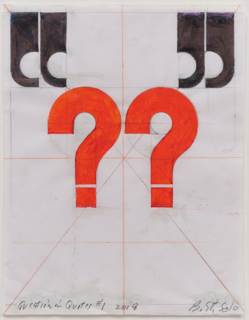 Barbara Stauffacher Solomon Question Quotes 1, 2018 Pigment print collage, gouache, ink, graphite, colored pencil, white-out, cellophane tape, rubber cement, paper. 11 x 8.5 inches 28 x 21.6 cm