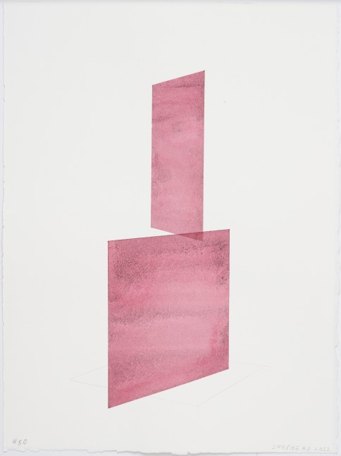 Kate Shepherd Claret, Stacked Planes, #50, 2022 Watercolor on Arches paper Framed Dimensions: 14 5/8 x 18 1/4 x 1 1/2 inches 37.1 x 46.4 x 3.8 cm