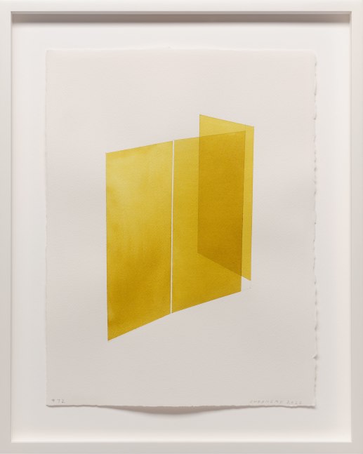 Kate Shepherd Yellow, Folding Walls, #72, 2022 Watercolor on Arches paper Framed Dimensions: 18 7/8 x 15 1/8 x 1 1/2 inches 47.9 x 38.4 x 3.8 cm