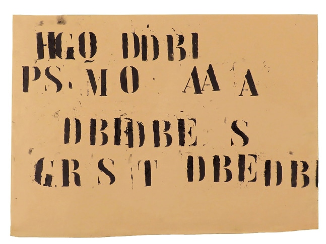Jannis Kounellis
Senza Titolo (Alfabeto), 1959
Synthetic resin paint on paper
18 x 25 1/2 inches
46 x 65 cm