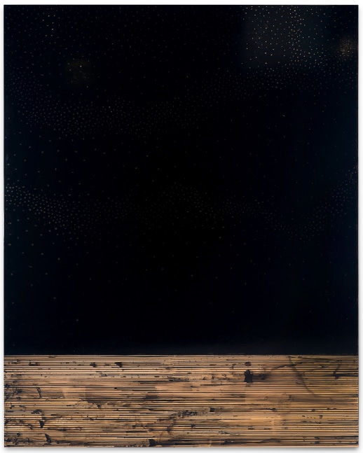 Teresita Fernández Golden (Nebula), 2015 Gold chroming and India ink on wood panel 80 x 64 x 2 inches 203.2 x 162.4 x 5 cm