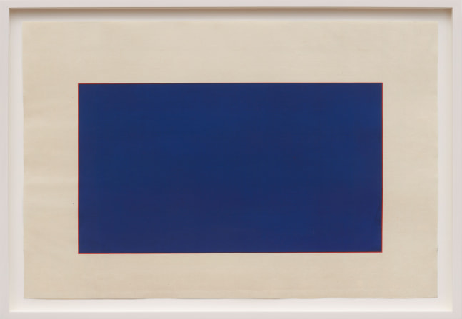 MARSHA COTTRELL Untitled (Blue with red edge), 2021 Archival pigment on digital ground on paper, unique Framed Dimensions: 23 1/4 x 33 1/2 x 1 3/8 inches 59.1 x 84.9 x 3.5 cm Paper Dimensions: 20 3/4 x 31 inches 52.7 x 78.6 cm-