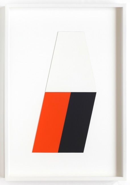 Kate Shepherd Chunk Logo (orange, black, white), G10, 2012 Cut and taped paper screenprints 17 x 9 inches 43.2 x 22.9 cm