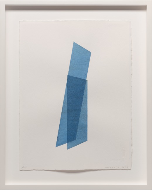 Kate Shepherd Blue, Leaning Planks, #61, 2022 Watercolor on Arches paper Framed Dimensions: 18 7/8 x 15 1/8 x 1 1/2 inches 47.9 x 38.4 x 3.8 cm