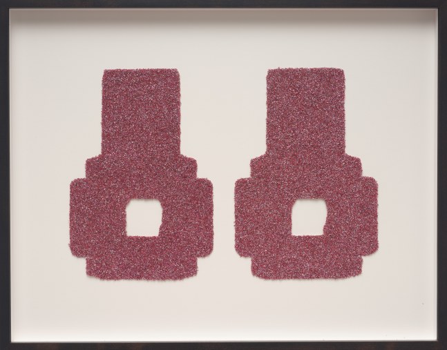 Tony Feher Gay Pair #1, 2003 Signed on verso Glitter and spray adhesive on unfolded boxes Diptych Framed Dimensions: 21 1/4 x 16 3/4 inches 42.5 x 54 cm