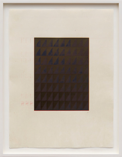 MARSHA COTTRELL Untitled (Dark with reflective triangles), 2022 Archival pigment on digital ground on paper, unique Framed Dimensions: 22 3/8 x 17 3/8 x 1 3/8 inches 56.8 x 44.1 x 3.5 cm Paper Dimensions: 20 x 15 inches 50.8 x 38.1 cm