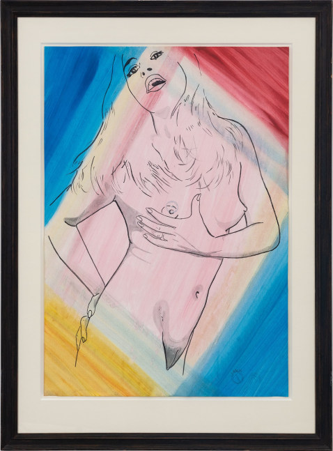 Sigmar Polke Weiblicher Akt, 1973 Watercolor and ink on paper Framed Dimensions: 48 1/4 x 35 x 1 5/8 inches 122.6 x 88.7 x 4 cm Paper Dimensions: 39 3/8 x 27 3/8 inches 100 x 69.5 cm